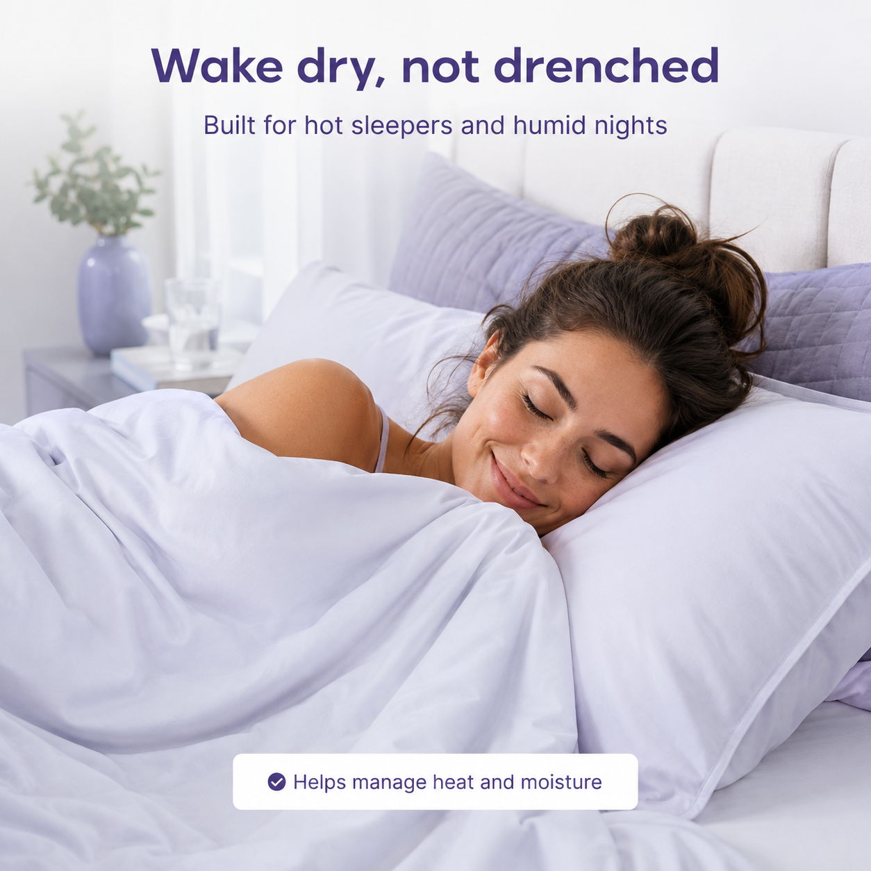 Woman sleeping dry under the BreezeComfort comforter